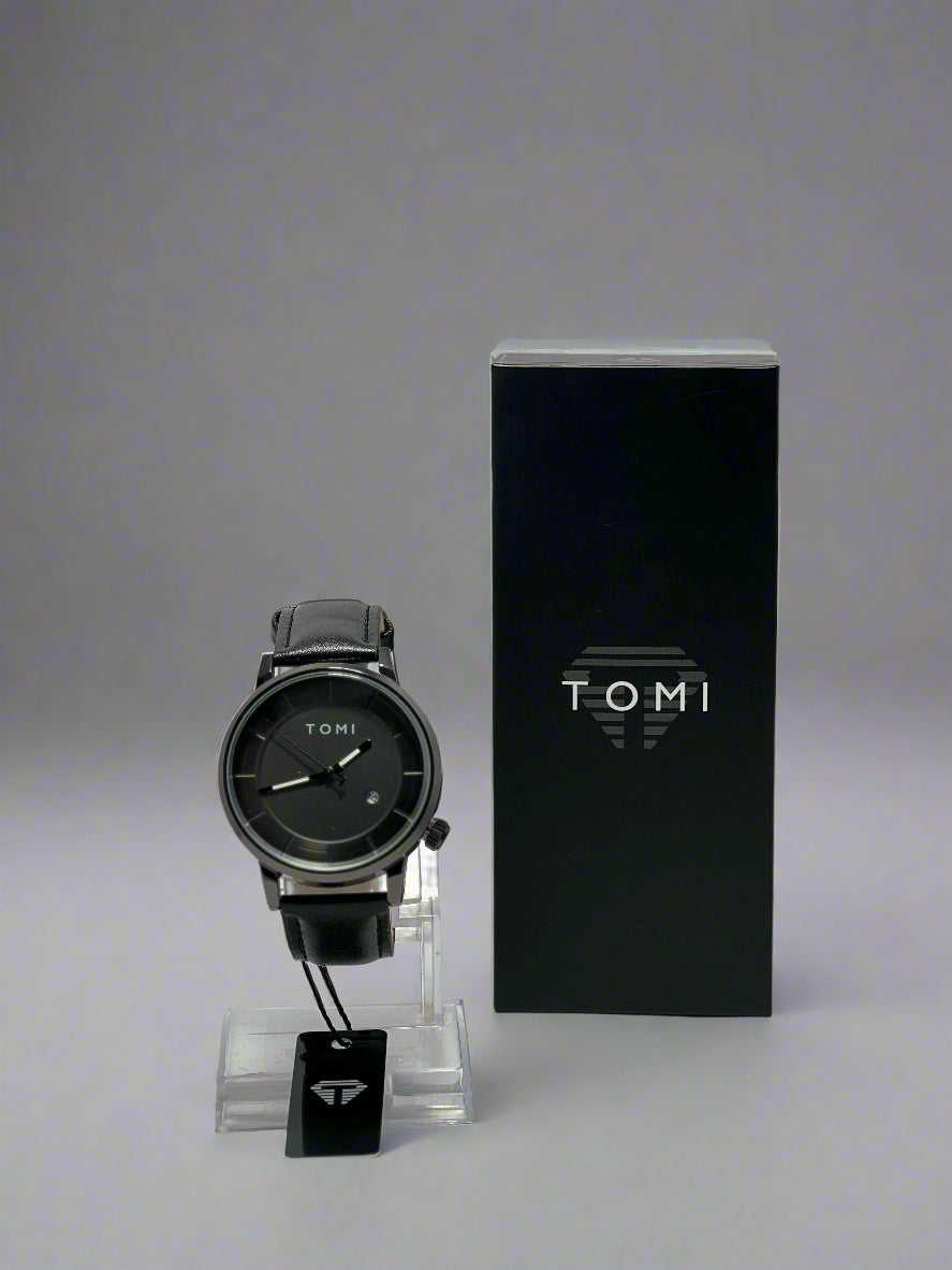 TOMI™ Minimalist Black Leather Watch