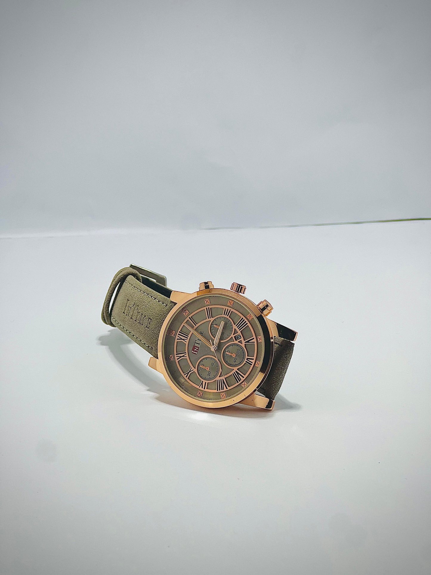 INTIME™ Classic Chronograph – Rose Gold & Olive Green