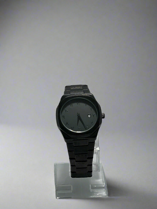 Aura Midnight Black Metal Watch – Arabic Dial