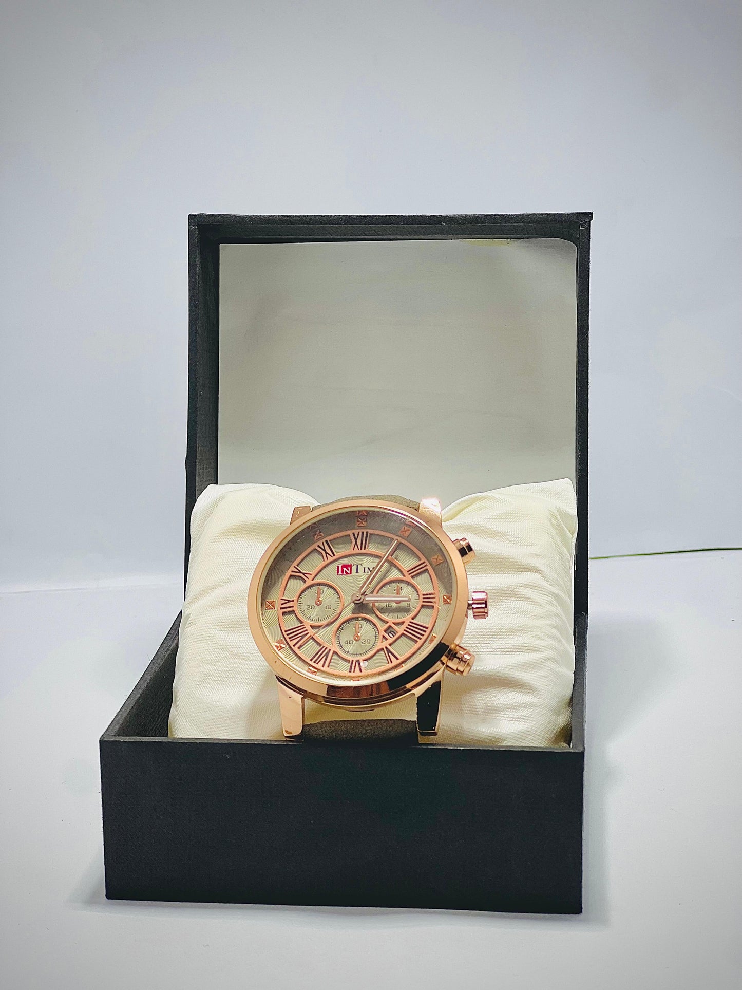 INTIME™ Classic Chronograph – Rose Gold & Olive Green